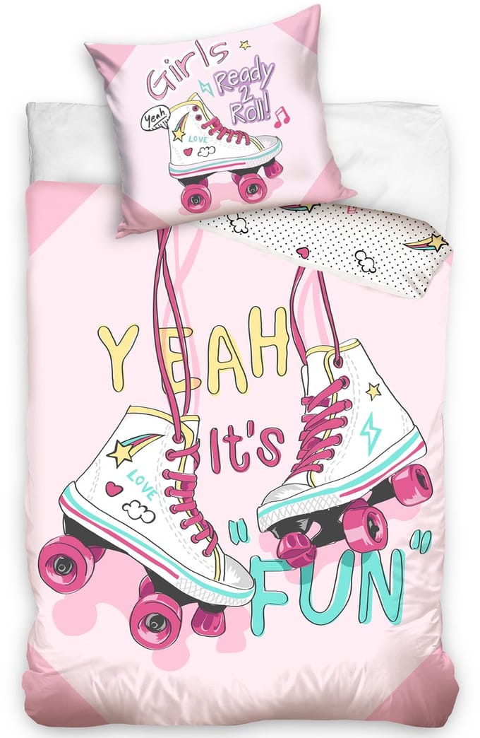 DREAMEE Dekbedovertrek Yeah it's Fun - Eenpersoons - 140x200 cm - Roze