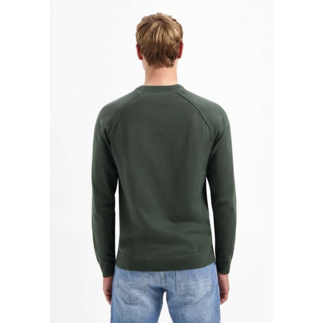 No Excess Pullover Crewneck Solid Waffle Knit Dark Green Maat: M | Sweaters Outlet | Heren | Groen