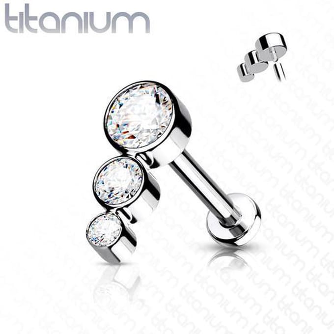 Piercing titanium descending 3CZ 1.2x8 - zilver - LMPiercings