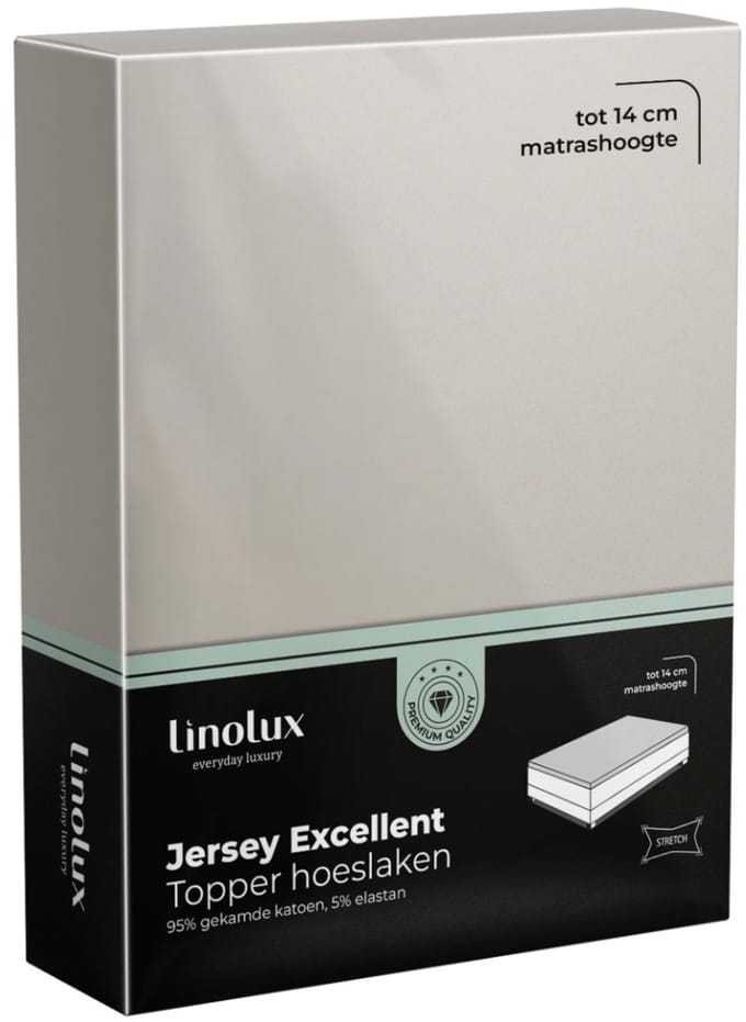 Linolux Hoeslaken Topper Jersey Excellent Stone 140x200