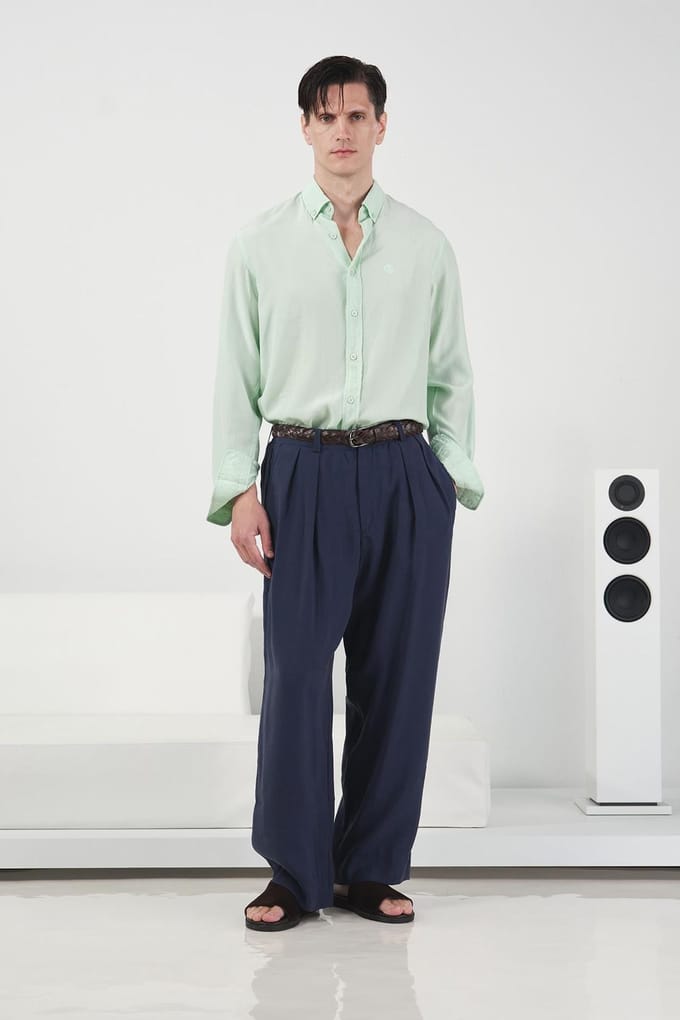 Middelhoge Wijde Pantalon met Plissé