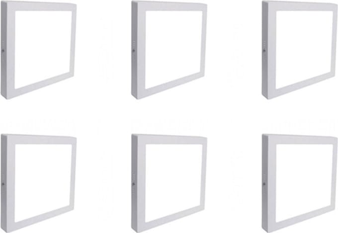 LED Downlight 6 Pack - Opbouw Vierkant 12W - Helder/Koud Wit 6000K - Mat Wit Aluminium - 170mm