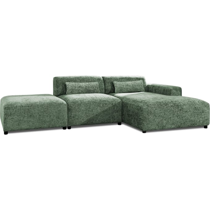 Hoekbank Rizza chenille rechts met hocker | NADUVI Collection