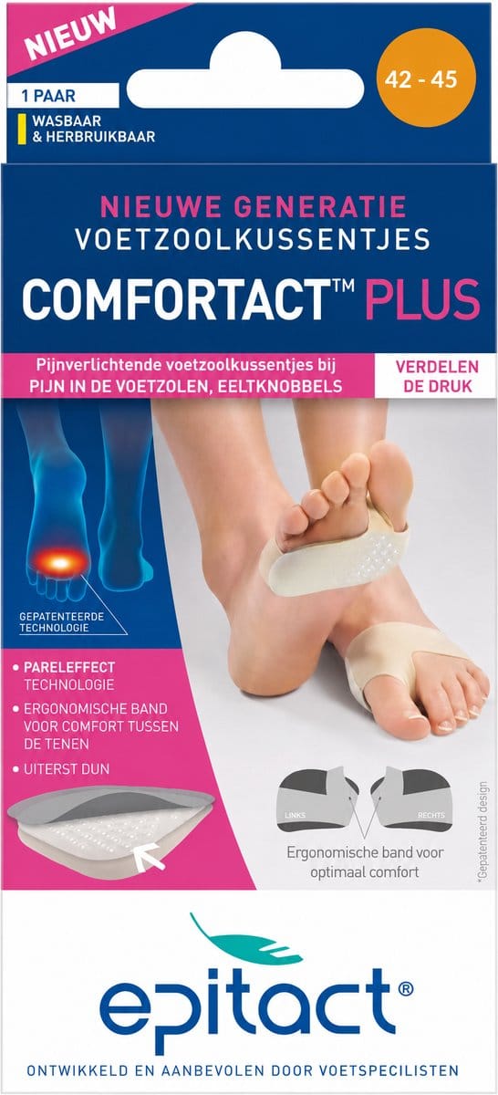 Epitact Comfortact Plus Voetzoolkussentjes - Maat 42/45 - Tegen Pijn & Eelt - 1 Paar