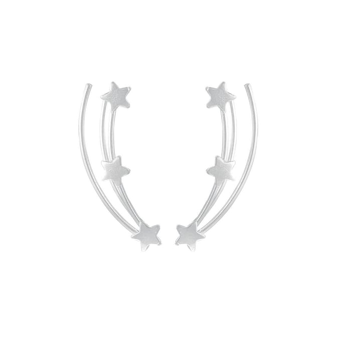 Joy|S - Zilveren ear climbers oorbellen - ster - vallende sterren
