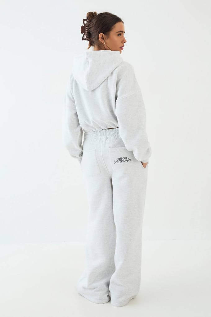 Dames DSGN Studio Badstof Applique Rechte Pijp Jogger | Asgrijs | Maat: Medium