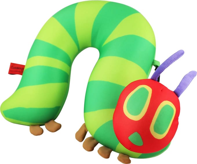 Cuddlebug - U-Caterpillar - Knuffelkussen - Kampeerkussen - Nekkussen (reizen) - 28 cm x 28 cm - Groen - R pet