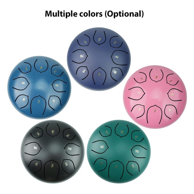 Tambour à langue en acier de 6 pouces, 8 notes, instrument de percussion portable avec maillets de tambour pour vert