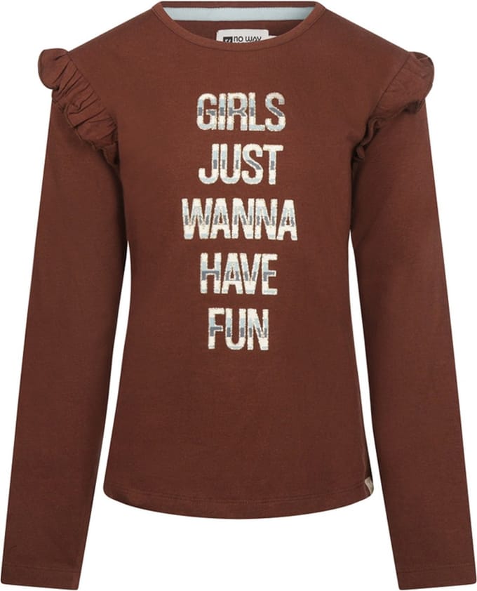 No Way Monday-Girls T-shirt ls-Brown - Maat 98