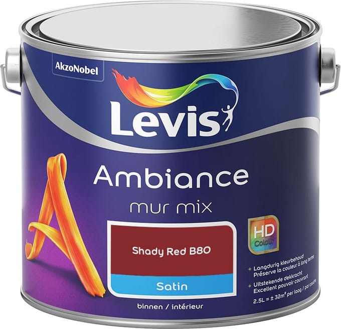 Levis - Ambiance Mur Satin Mix - Shady Red B80 - Mengverf - 2,5 L