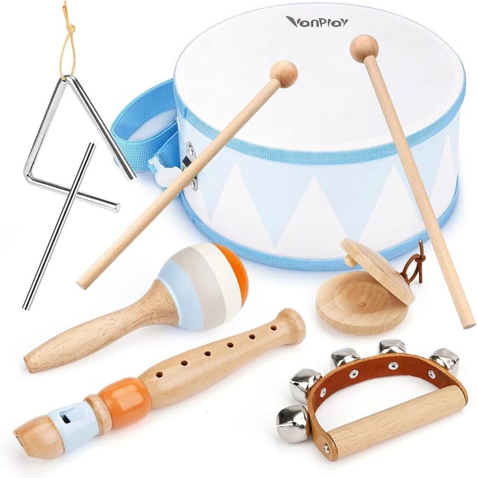 Houten Kinderdrum Set - Montessori Muziekinstrument Speelgoed