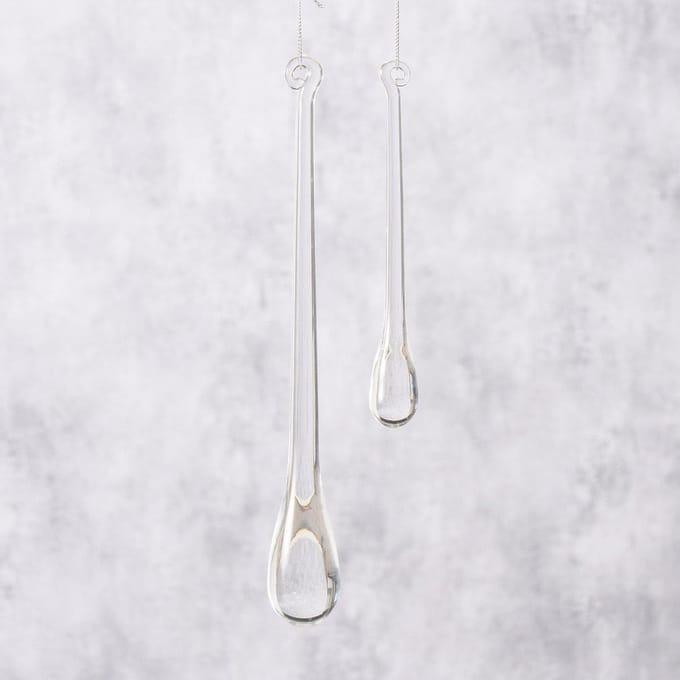 Boltze Home acryl druppel kerstdecoratie set 2-delig transparant.