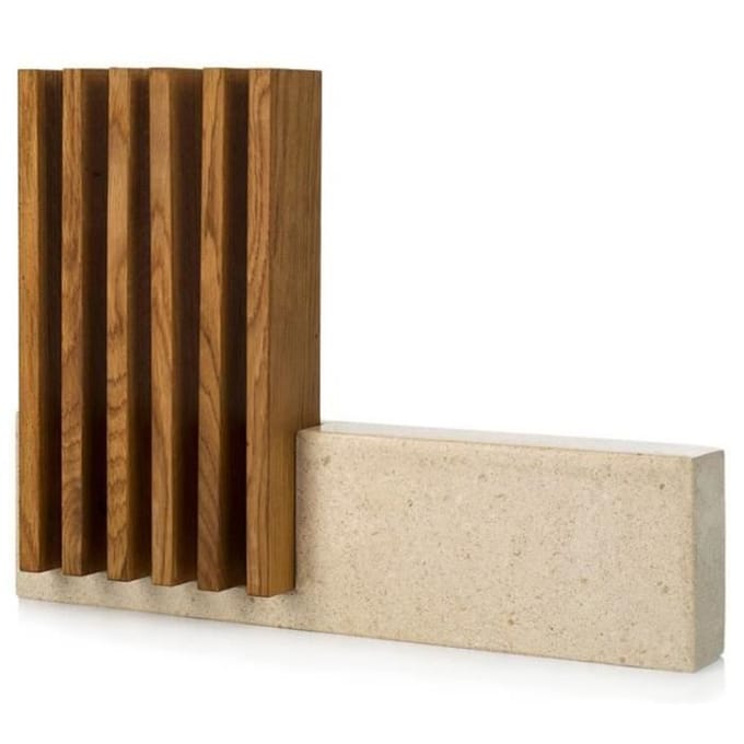 Meshouder - ARCOS - Petra - Kalksteen - Eikenhout - 280 x 364 x 78 mm