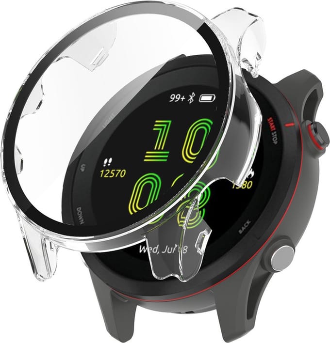 Watch case screenprotector - hoesje - gehard glas - geschikt voor Garmin Forerunner 255 - transparant
