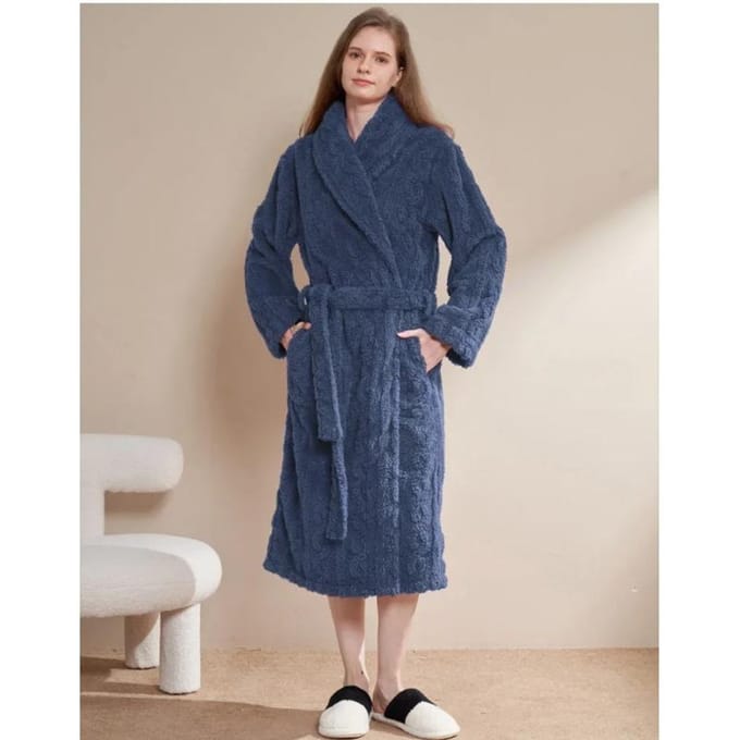 Microvezel Wit Dames Pluche Spa Badjas Dames Lang Pluche XL gray