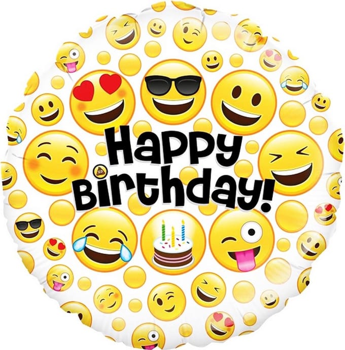 Smiley happy birthday folieballon ø 45,7 cm.
