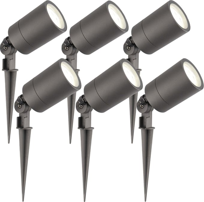 Ledvion - 6X LED Prikspots - Antraciet - IP65 - 5W - 4000K - 2M