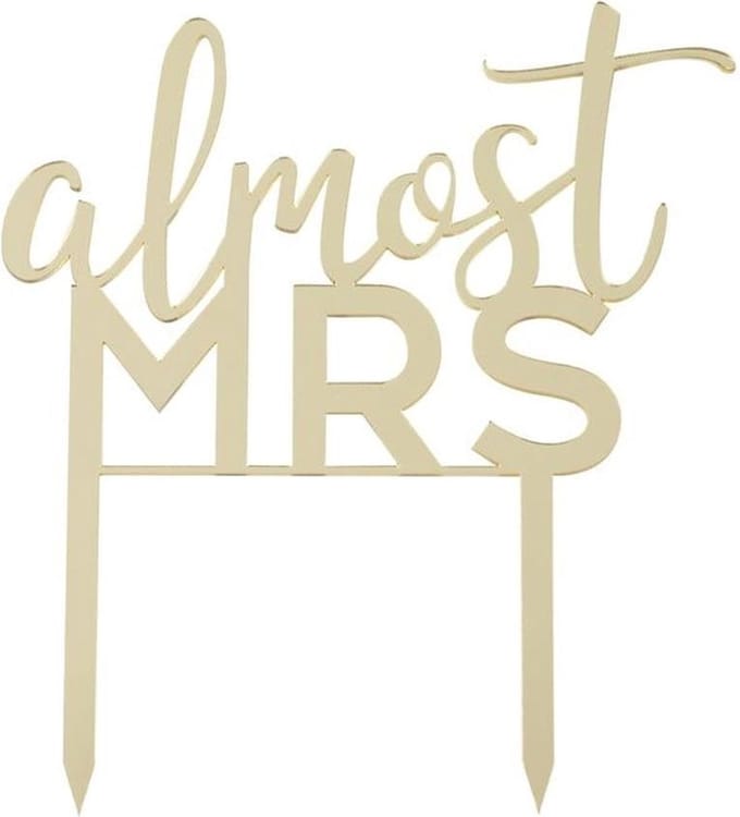 Taart Topper 'Almost Mrs'