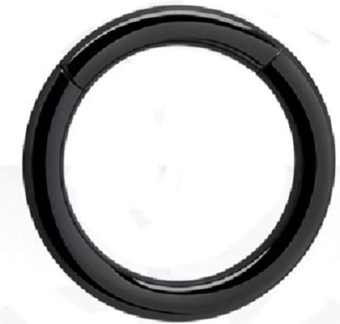 Zwarte Titanium Segment Ring 12 mm (1,2 mm dik) met Scharnier – RH-Jewelry [High Quality Piercing]