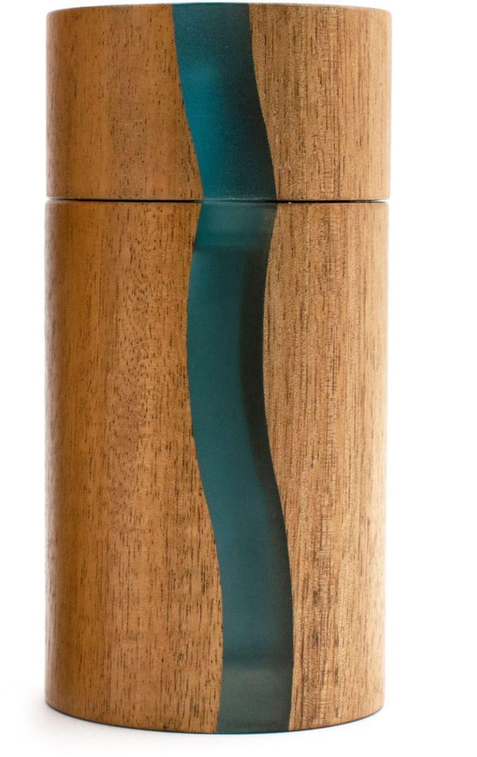 Moulin a sel - BISETTI - POSITANO - 13 cm - Acacia / Resine bleu