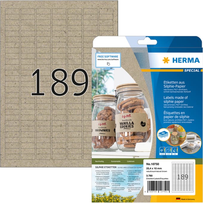 10750 - Brown - Rectangle - Permanent - 25,4 x 10 mm - A4 - Universal