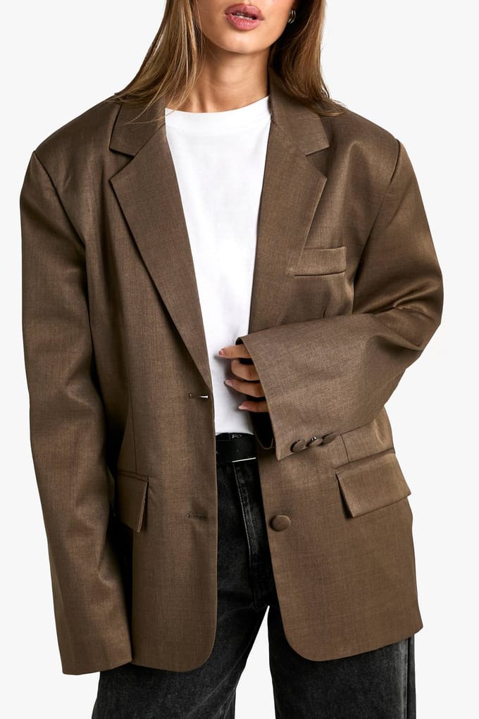 boohoo Dames Tailored Oversized Slouchy Blazer | Mokka | Maat: 36