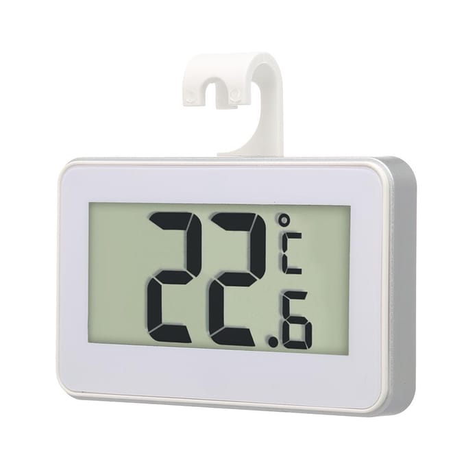 Digitale LCD-koelkastthermometer Koelkast-vriezerthermometer met verstelbare standaard Magneet Frost beige