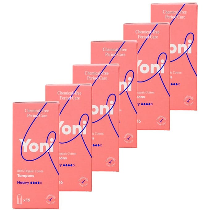 Yoni Tampons - Heavy - Biologisch Katoen - 6x16 - 96 stuks