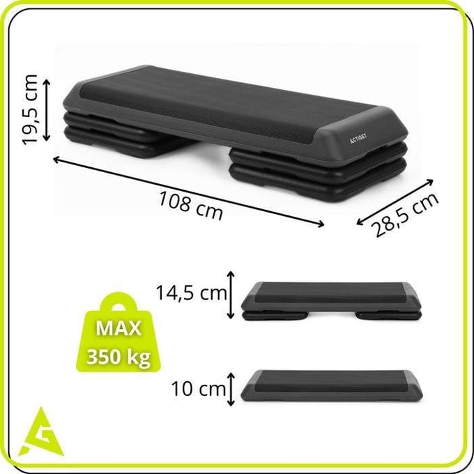 Actiget® Aerobic Stepper | Verstelbaar | Zwart/Grijs | Antislip | 350 KG