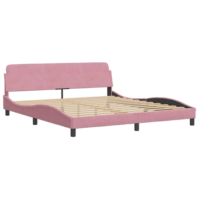 vidaXL - Bedframe - met - hoofdeinde - "Dover" - 180x200 - cm - fluweel - roze