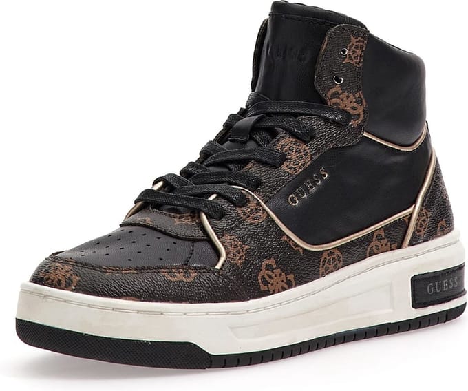 Guess - maat 37- Tullia Hoge Dames Sneakers - Zwart-Bruin