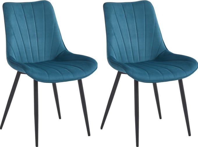 Colenis® - Lesedi Eetkamerstoel - Set Van 2 - Petrol - Fluweel - Velvet - Industrieel