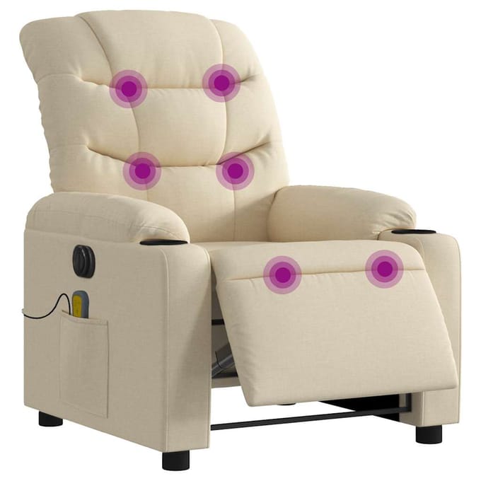 vidaXL - Massagestoel - elektrisch - verstelbaar - stof - crèmekleurig