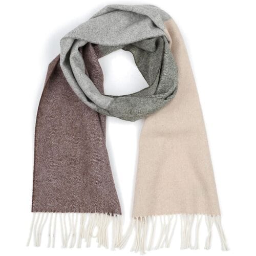 Profuomo Sjaal Lamswol Grijs Beige Bruin - Maat - Heren