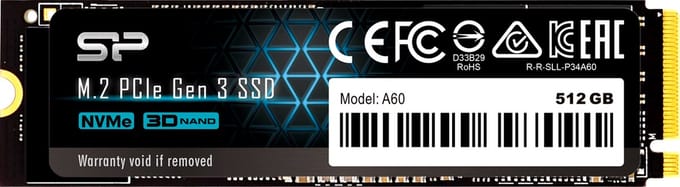 Silicon Power - P34A60 - Interne SSD - PCIe Gen3x4 - NVMe M.2 2280 - 512GB