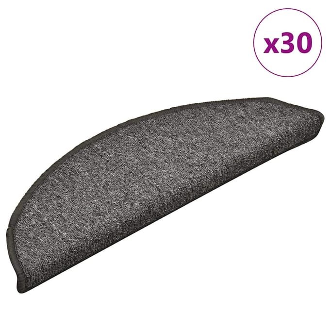 vidaXL - Trapmatten - 30 - st - 56x17x3 - cm - grijs - en - zwart - halfrond
