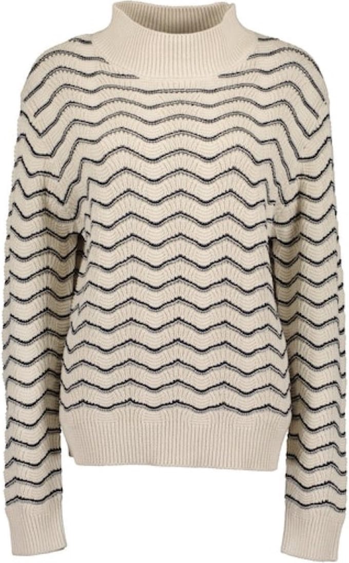 Blue Seven dames - Trui 247977 beige streep opstaande kraag maat 46