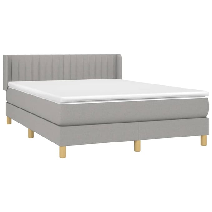 vidaXL - Boxspring - met - matras - stof - lichtgrijs - 140x200 - cm