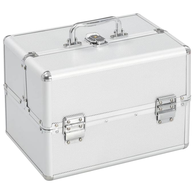 vidaXL - Make-up - koffer - 22x30x21 - cm - aluminium - zilverkleurig