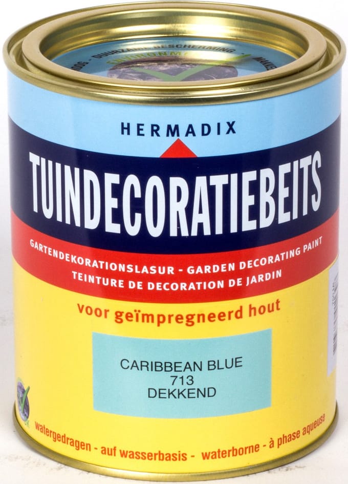 Hermadix Tuindecoratiebeits dekkend 713 Caribbean Blue - 0,75 l