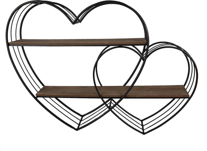Clayre & Eef Wandrek Harten 93x15x65 cm Zwart Bruin IJzer