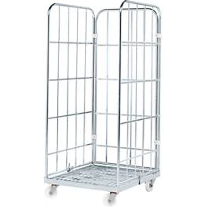 Rolcontainer, 3-zijdig, met stalen rolplaat, 1650 mm bruikbare hoogte