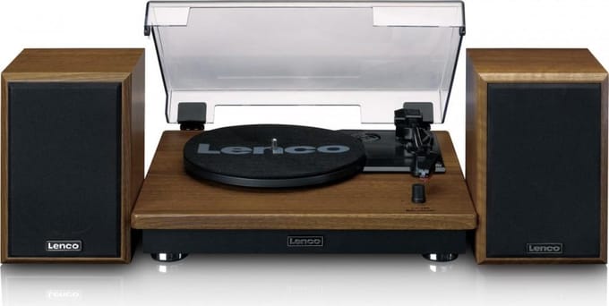 Lenco Platenspeler met Bluetooth - Twee externe Speakers - Auto-stop - LS-100WD - Hout