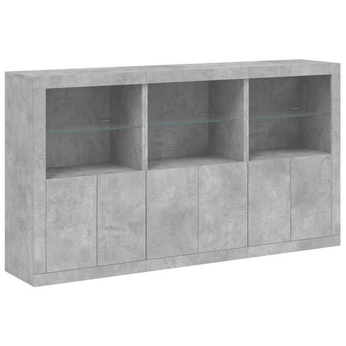 vidaXL - Dressoir - met - LED-verlichting - 181,5x37x100 - cm - betongrijs
