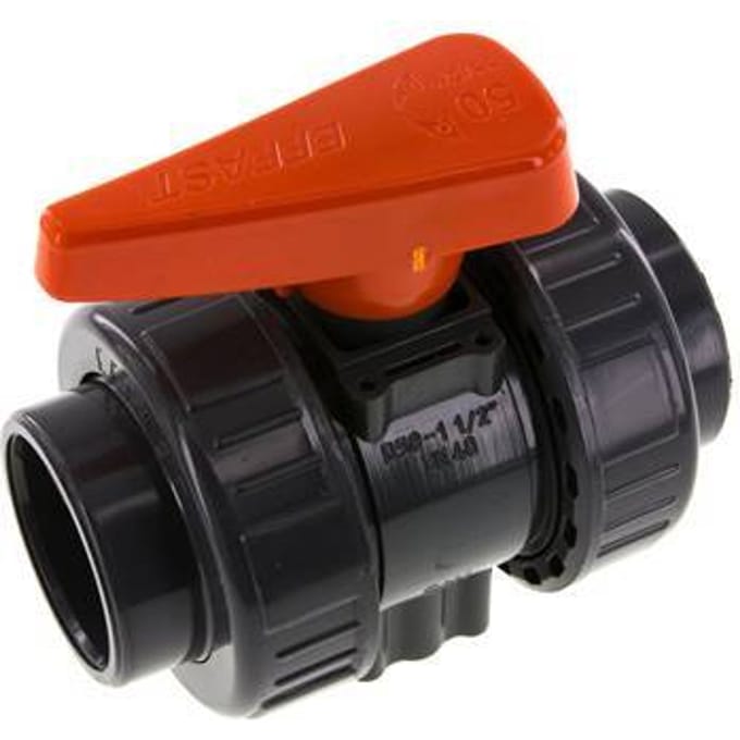 PVC 2-weg Kogelkraan Dubbele Wartel 50 mm Sok EPDM