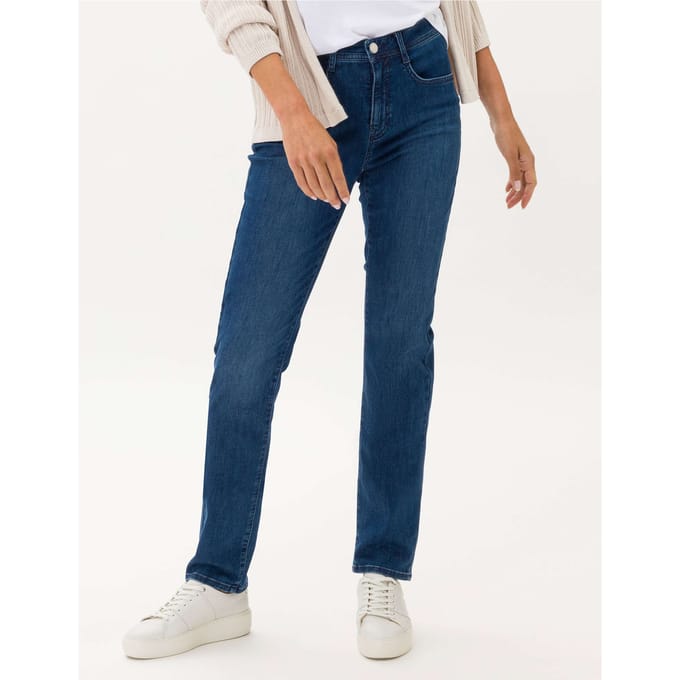 Brax Dames Jeans  Style CAROLA USED REGULAR BLUE, denim blauw regular, maat 46K