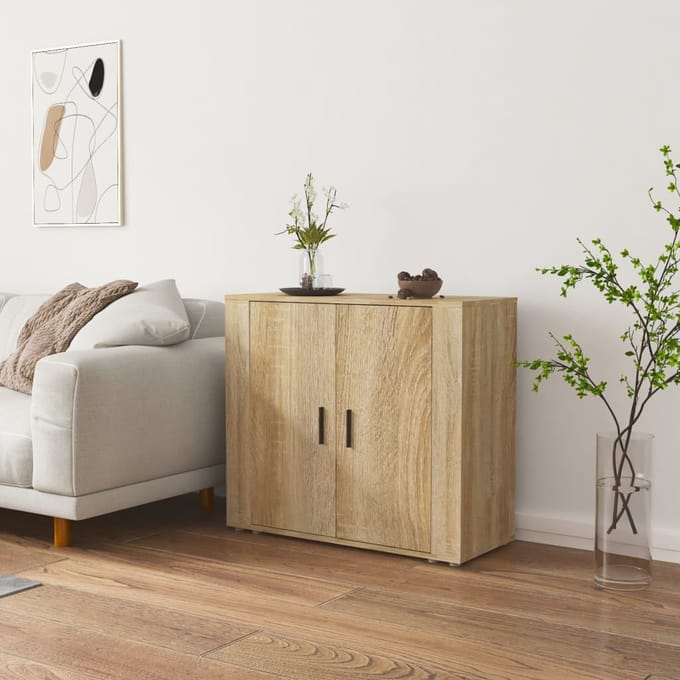 vidaXL - Dressoir - 80x33x70 - cm - bewerkt - hout - sonoma - eikenkleurig