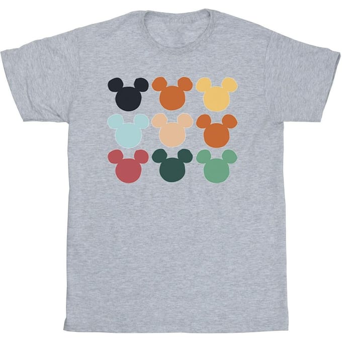 Disney Heren Mickey Mouse Hoofden Vierkant T-shirt (Sportgrijs)