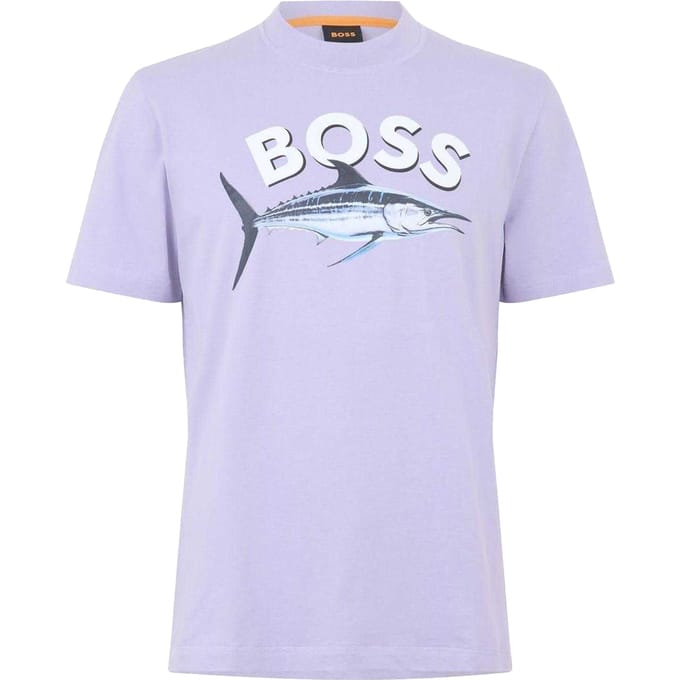 Boss Heren Fish Katoenen T-Shirt (Paars)