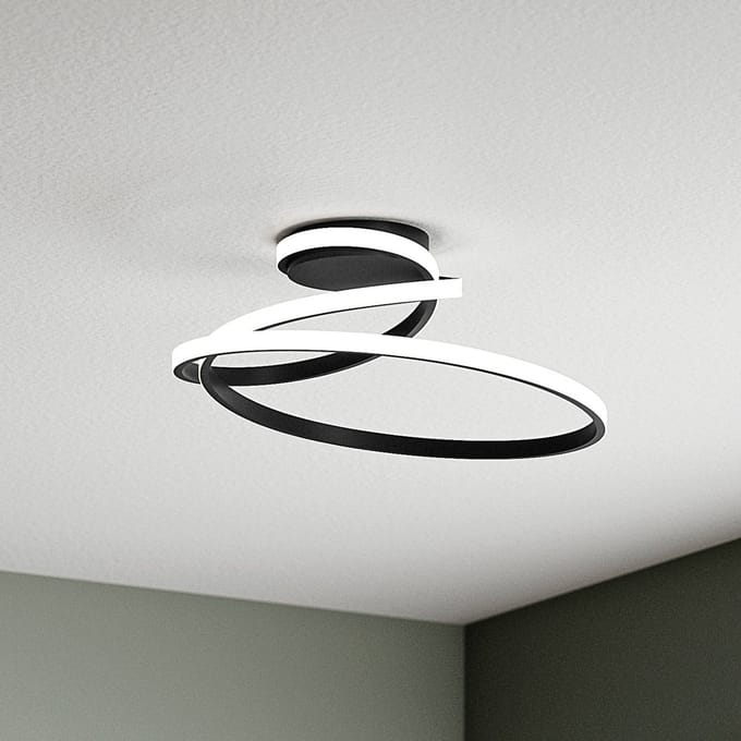 Luce Ambiente Design LED plafondlamp COASTER, zwart, lengte 50 cm, metaal, CCT